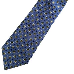 Christian Dior Blue Yellow Printed Silk Men's Tie